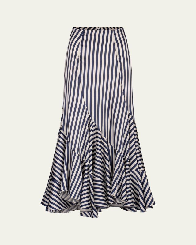 Florina Striped Ruffle Maxi Skirt